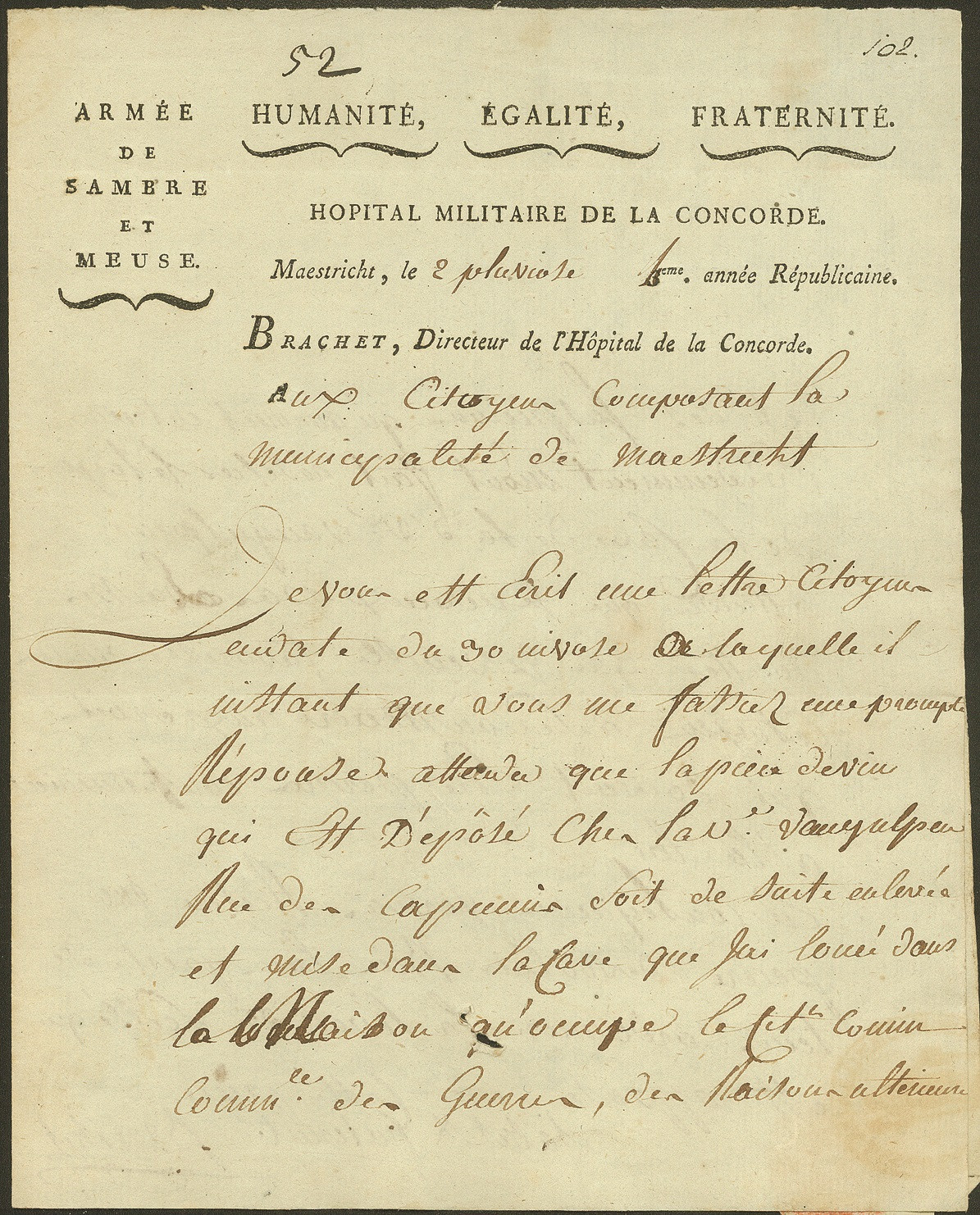 Brief aan stadsbestuur Maastricht